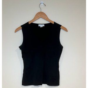 Petite Sophisticate Black V-Neck Sleeveless Top